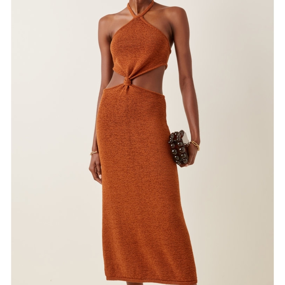 Cult Gaia Cameron Cutout Cotton-Blend Knit Midi Dress